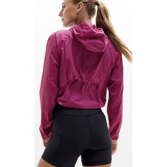 Athleta Back Route Jacket Wildberry Purple Lightweight Hoodie Sporty Outdoors M - Picture 2 of 8